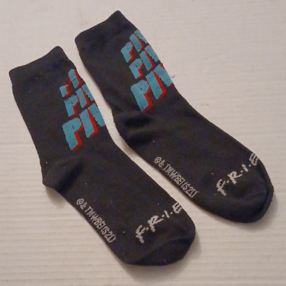 4/$30 New Pair Of Black & Blue "Friends" Socks - Size 4-10